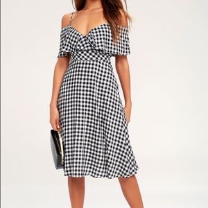 black and white gingham dress